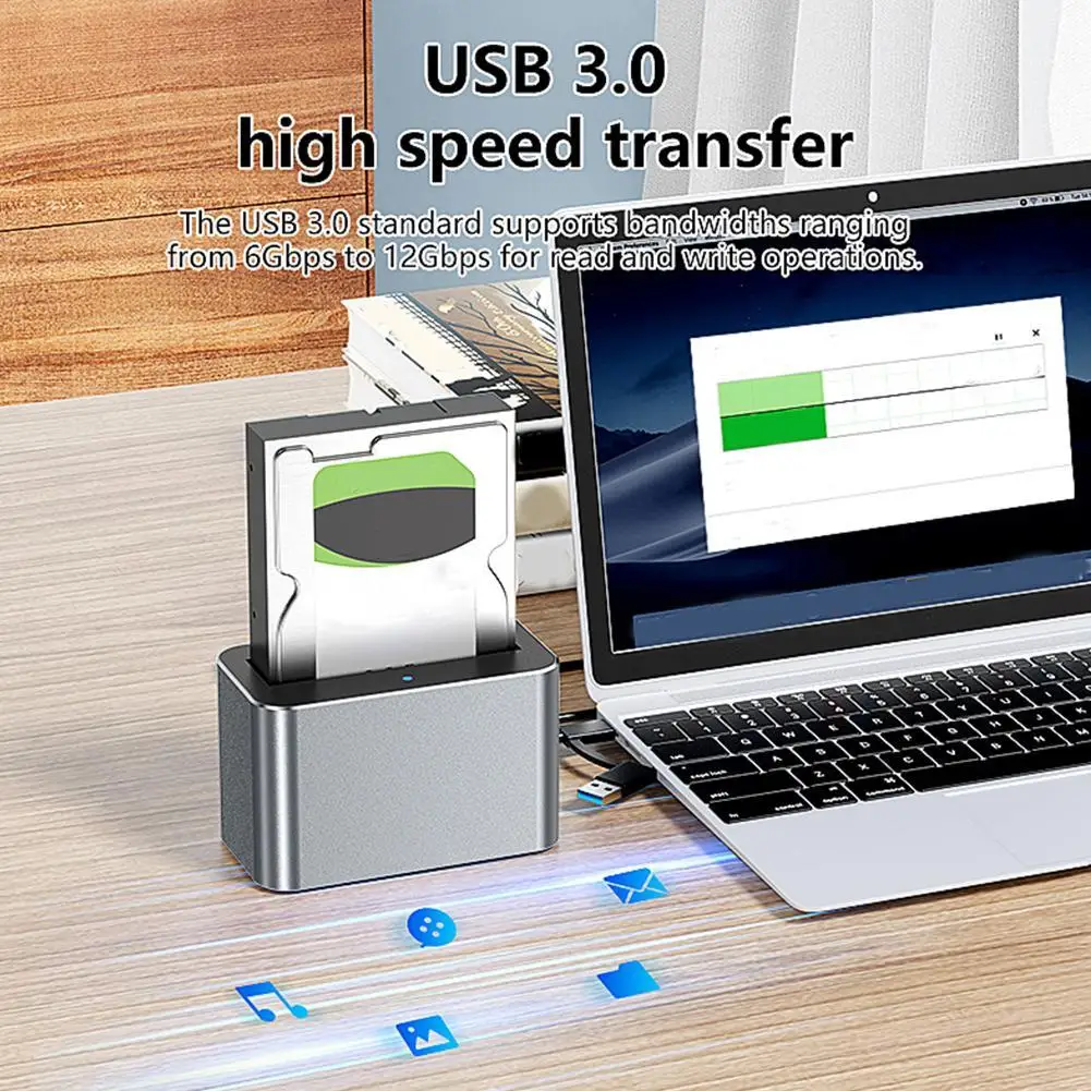 

USB 3.0 Hard Drive Docking Station For 2.5/3.5" SAS/SATA HDD Fast Transfer Intelligent Hibernation Non-Slip Hard Drive Accessory