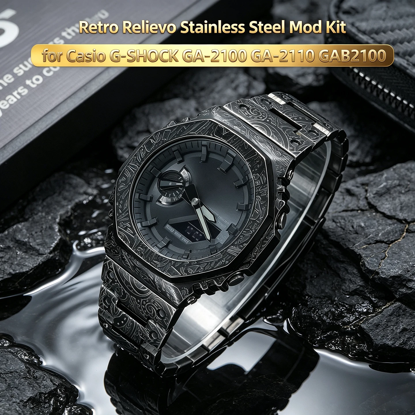 Casio Watch G-Shock Ga-2100 - Retro Relievo Stainless Steel Mod Kit
