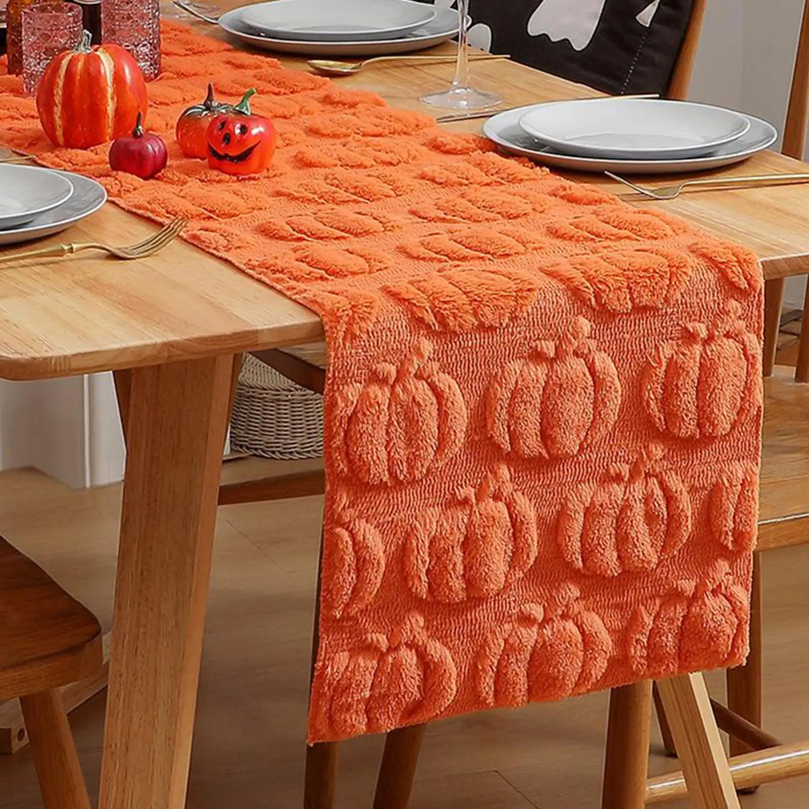 

Fall Runner For Table 3D Pumpkin Farmhouse Fall Table Runner Party Supplies Thanksgiving Decorations For Kitchen Restaurant