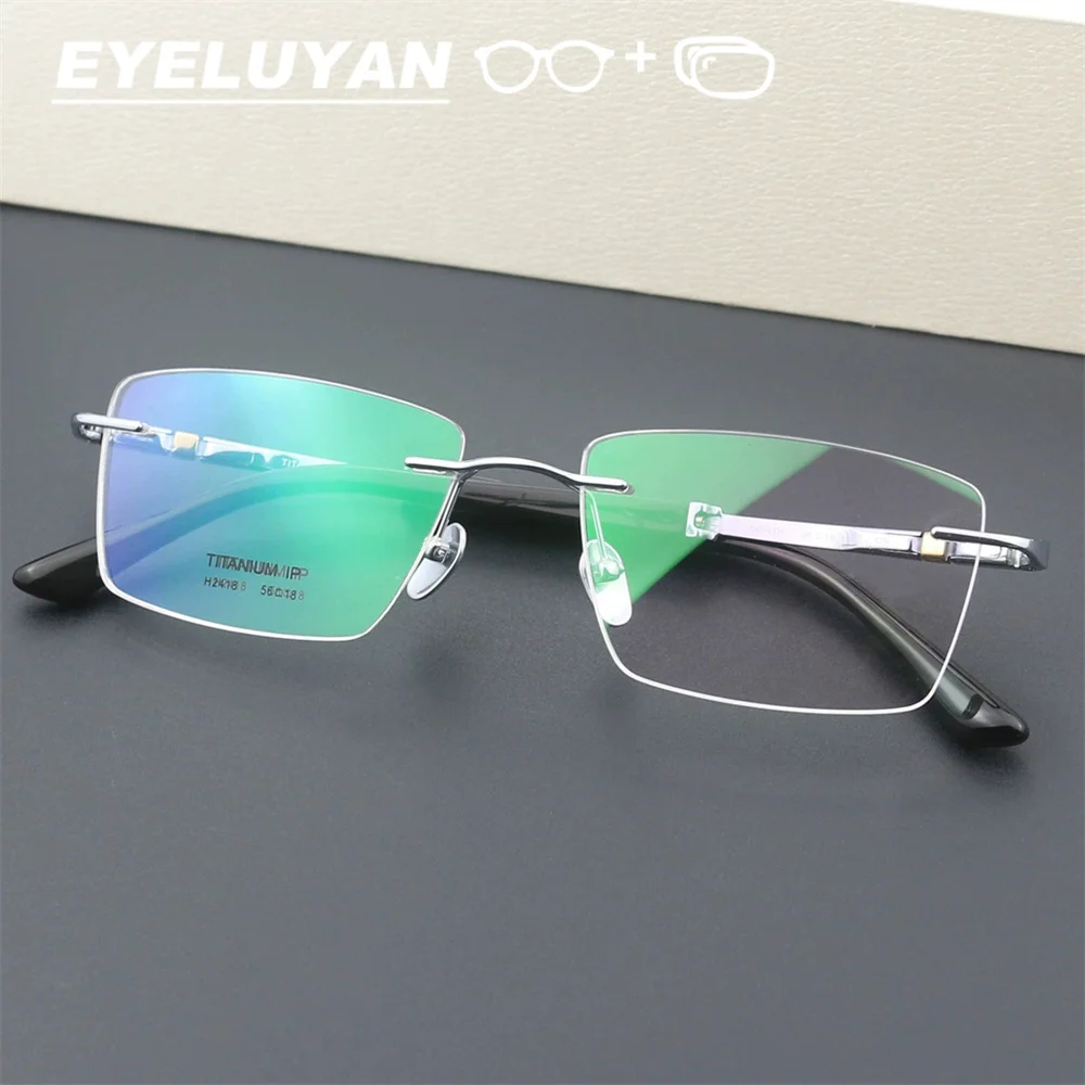 EYELUYAN Buffalo Horn Prescription Glasses High-end Customize Rimless Eyeglasses Pure Titanium Frame Optical Glasses