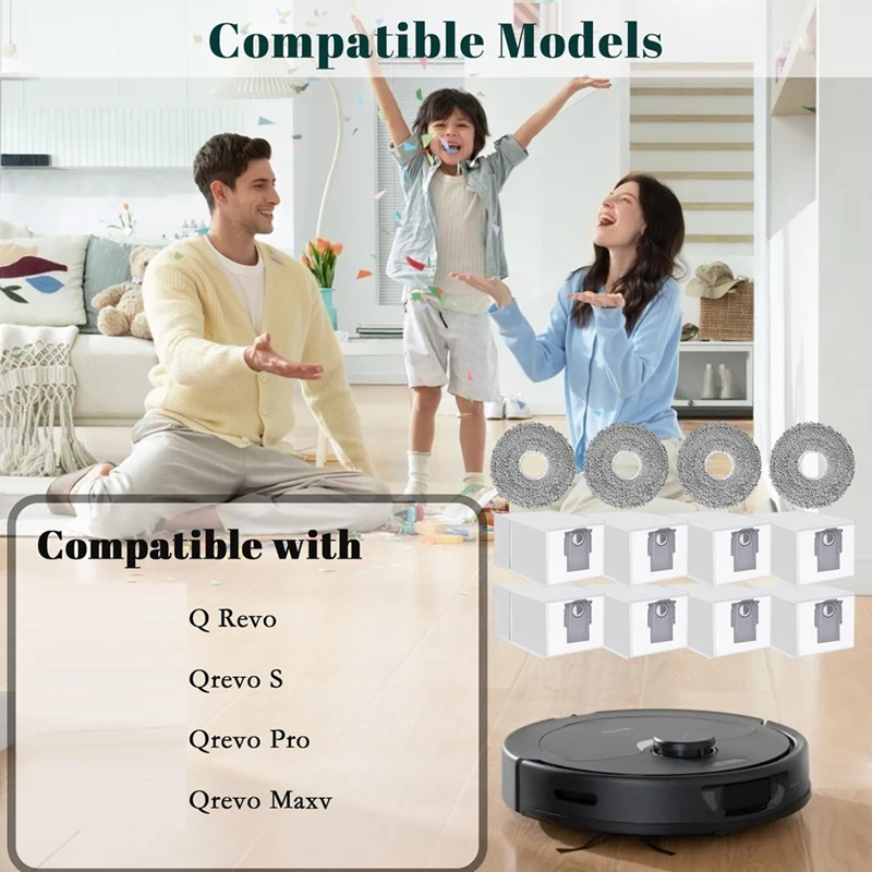 

A71U Accessory Set for Roborock Q Revo/Qrevo S/Qrevo Pro/Qrevo Maxv/Qrevo Master, Replacement Parts - Dust Bags, Mop Pads