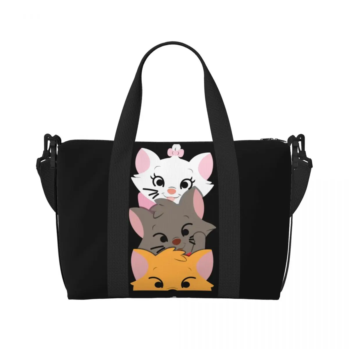 

Custom Funny Marie Cat Beach Tote Bag Women Cartoon Kitten Film Large Compartment Beach Gym Travel Bags