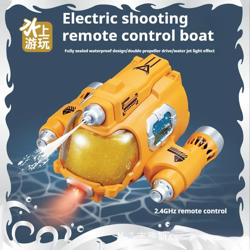 

New Multi-player Battle 2.4G Remote Control Boat Twin Propeller Remote Control Boat Summer Outdoor Pool Water Spray Kids Toys