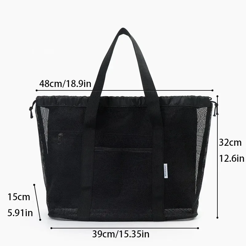 Large Capacity Beach Bag Drainage Cosmetic Storage Bathing Bag Toiletry Makeup Bag Children's Coastal Mesh Wash Tote Bag view 4