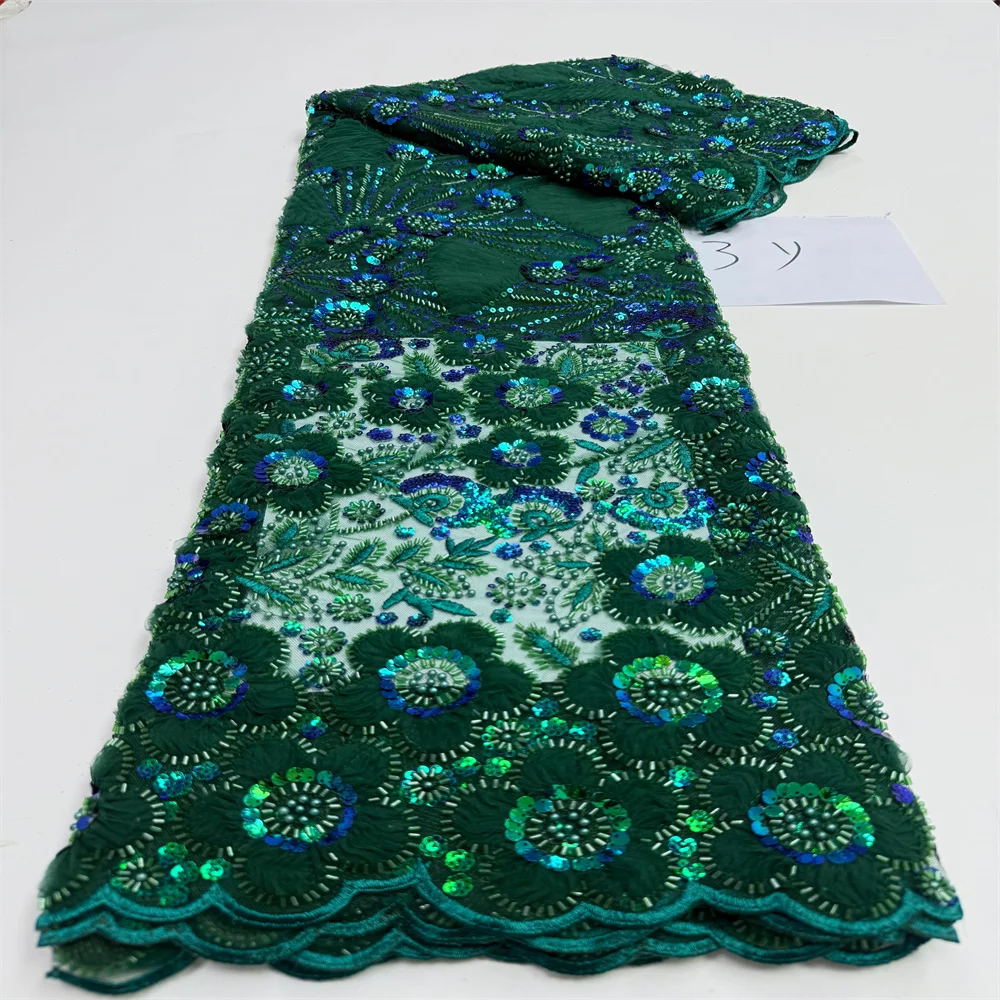 قماش دانتيل تول مطرز أفريقي 2026 جودة عالية ترتر نيجيري فرنسي مطرز دانتيل للحفلات خياطة 3 ياردات #4