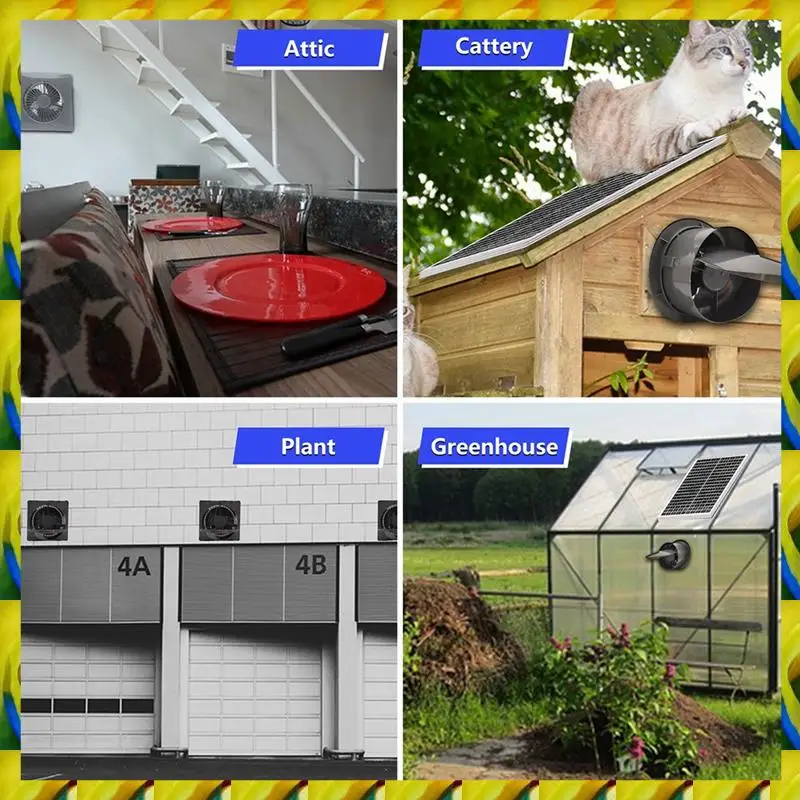 WFF New Energy 4-Inch High-Speed Solar Silent Fan With 8W Panel Shed Solar Exhaust Fan For Chicken Coops,Greenhouses,Sheds A
