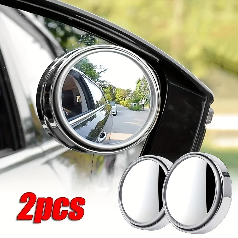 High-Definition Small round Car Rearview Mirror Adjustable 360-Degree Rotation Glass Mounted for Reversing Assistance