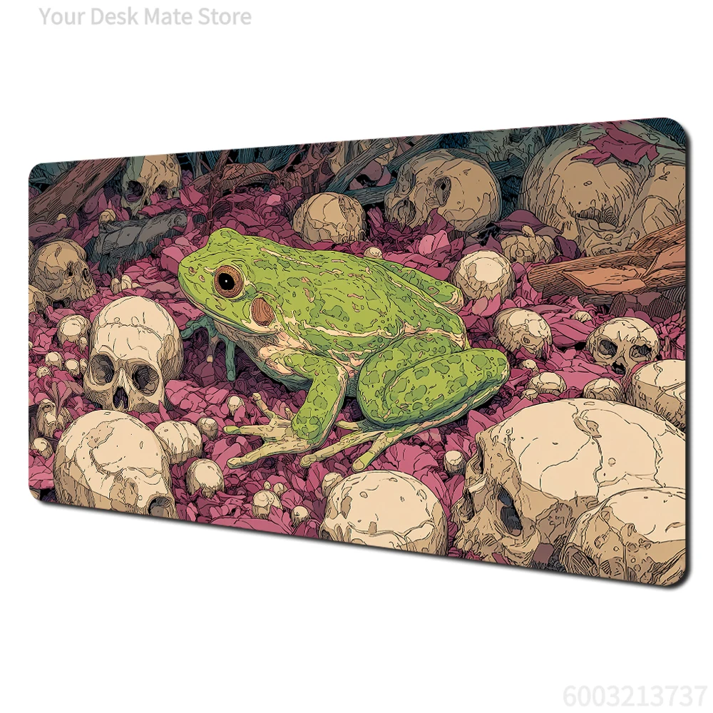 

Dark Fantasy Frog Skulls Pink Leaves Gaming Mouse Pad Large Extended Desk Mat Smooth Non-Slip Base for Gamer