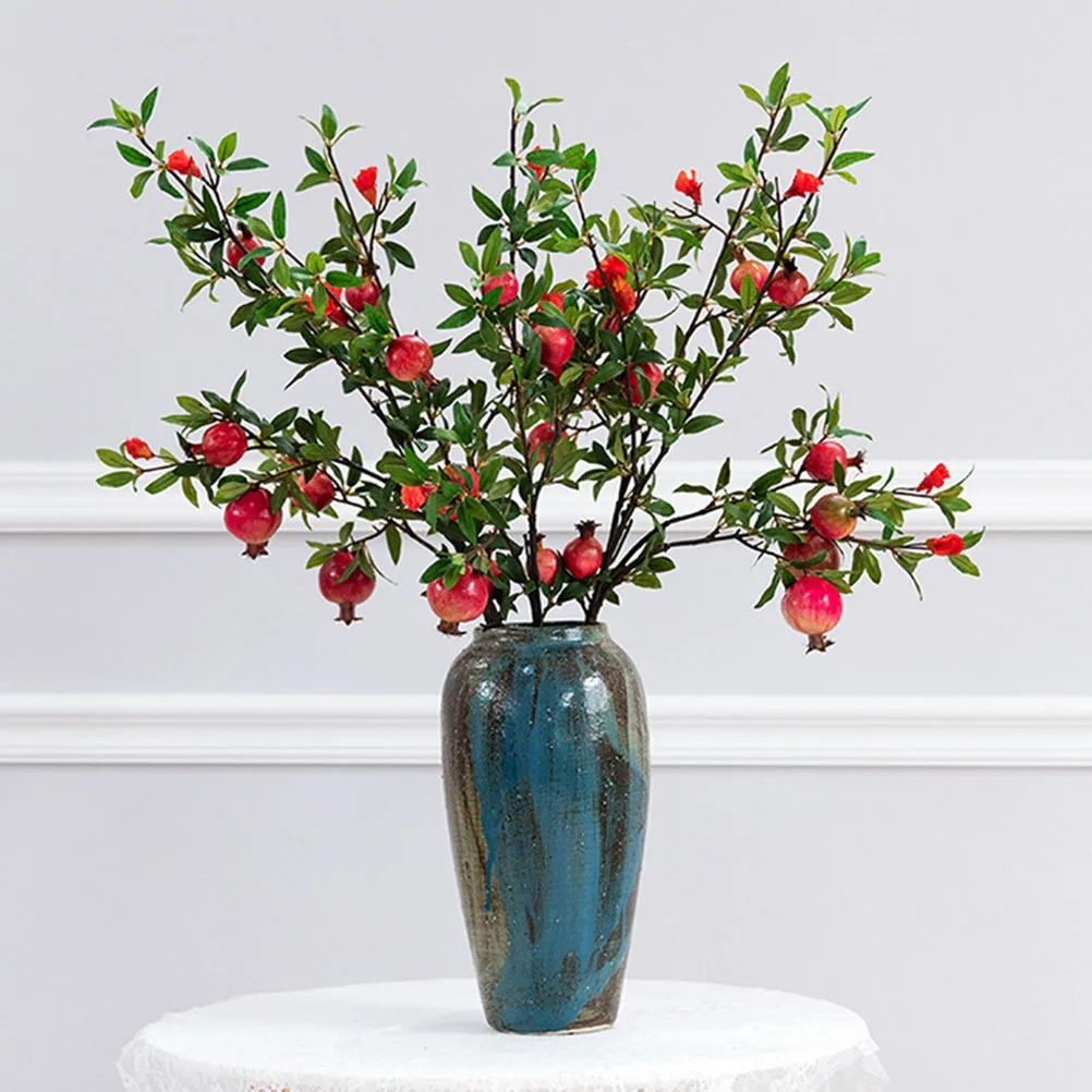

1pc Simulation Pomegranate Berry Red Artificial Fruit Branch For Diy Floral Arranging Decor Home Wedding Party Office Lifelike