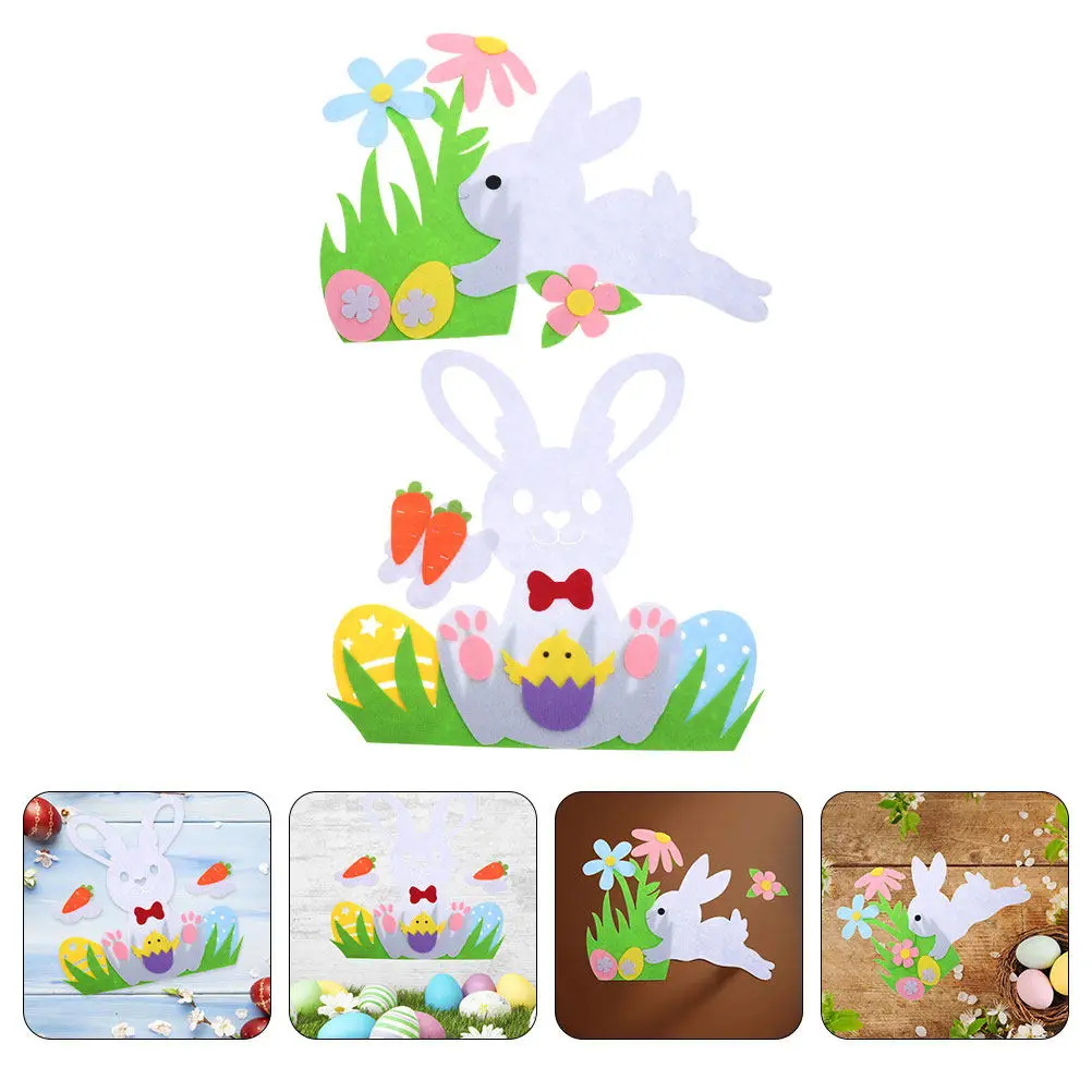 

2 шт. Пасхальные кролики для декора дверей, нетканые элементы в виде кроликов для окон и стен, украшения для пасхальной вечеринки, весенние поделки своими руками, декор для дома