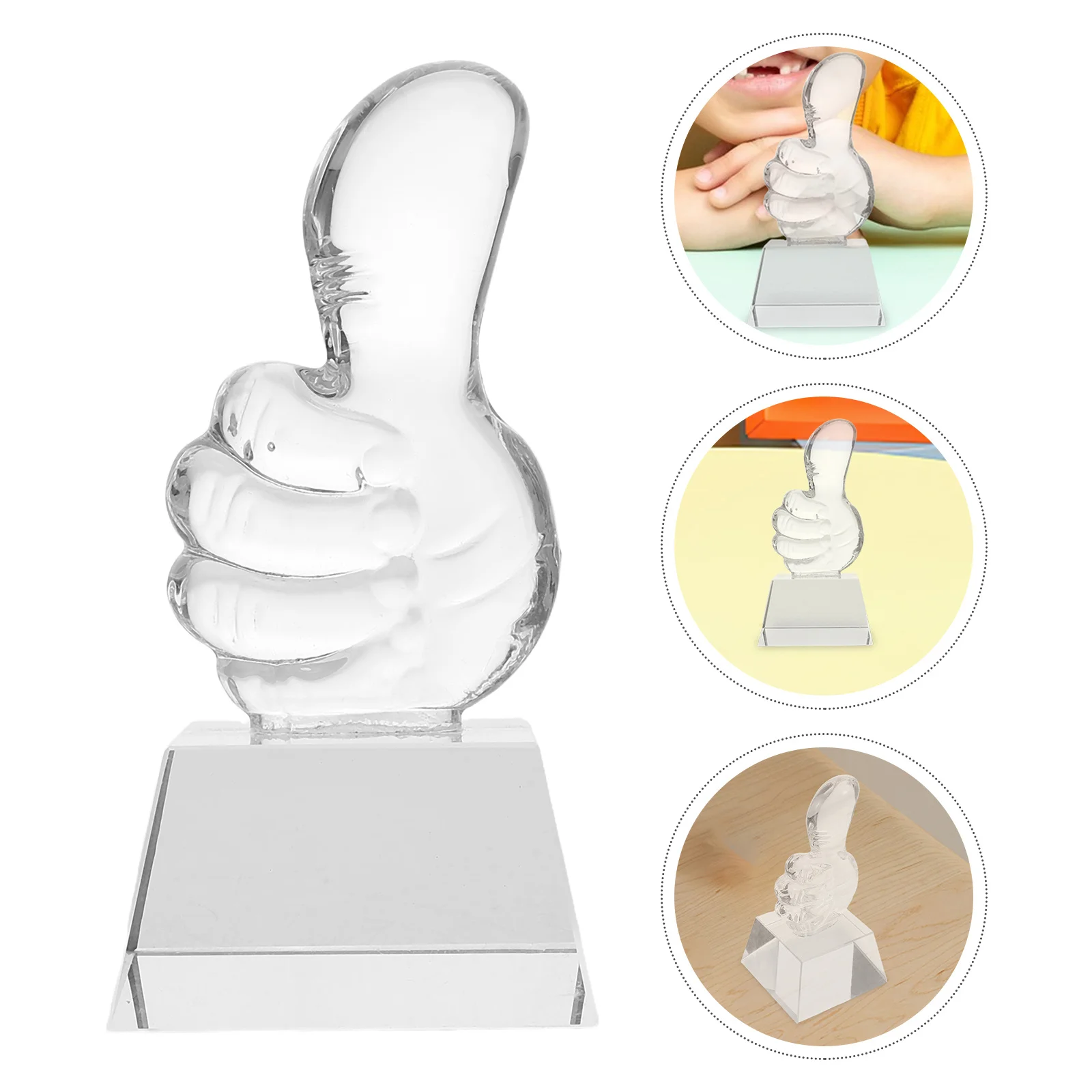 

Cartoon Mini Crystal Prizes Small Thumb Up Sturdy Glass Statue Competition Gift Youth Event Hand Gesture Statues Decorative