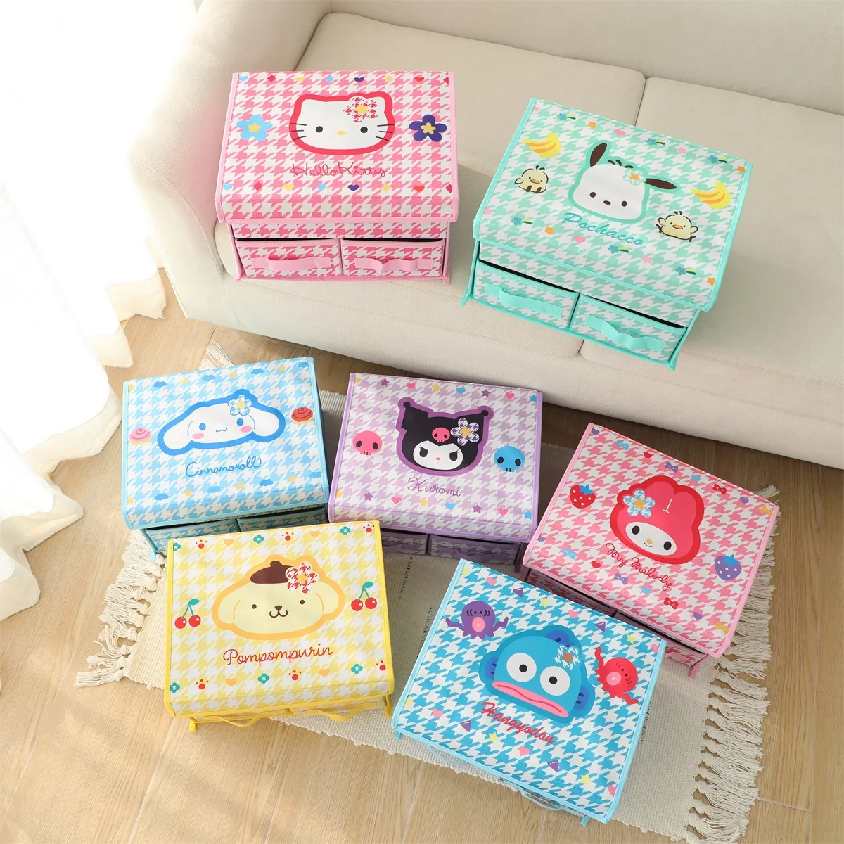 

Sanrio Kawaii My Melody Cinnamoroll Kuromi Anime Large Foldable Storage Box Toy Square Bedroom Clothes Organizer Sundries Basket