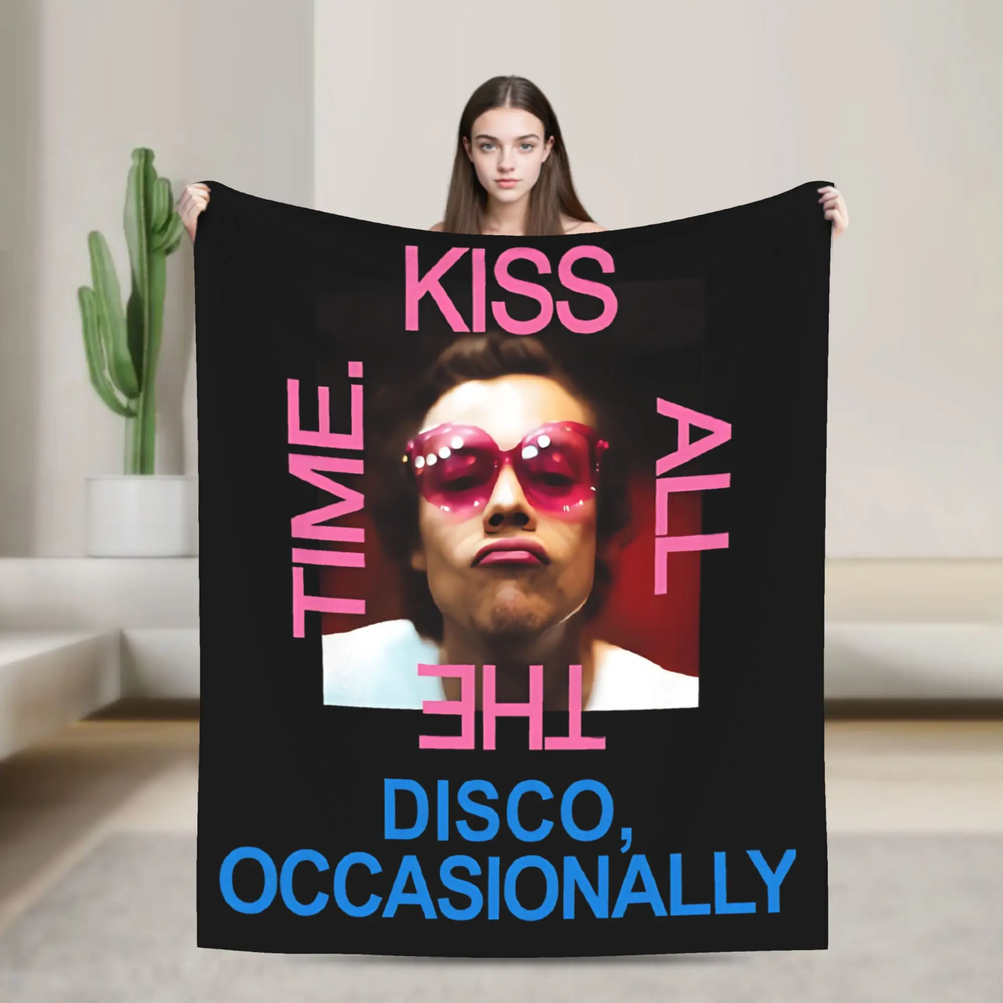 Harrys Styles Kiss All The Time Disco  Knitted Blankets Fleece  Warm Throw Blanket for Bed Bedroom Quilt