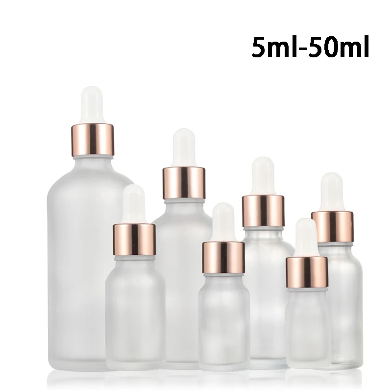 10pcs 5ml 10ml 15ml 30ml 50ml Frosted Glass Dropper ขวดรีฟิลตัวอย่างขวดน้ําหอมขวด Pipette สําหรับน้ํามันหอมระเหย