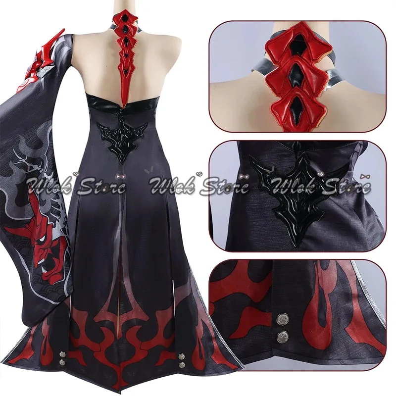 Honkai Star Rail Acheron Cosplay Peruca Nova Pele Vermelho Acheron Terno Sexy Mulheres Festa de Halloween Carnaval Roleplay Outfit Cabelo