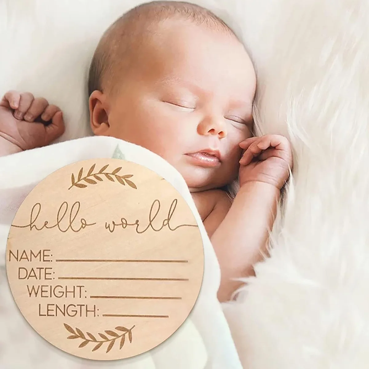 Wooden baby Commemorative plate Children\'s milestone Photo month Wooden chip Newborn month plate