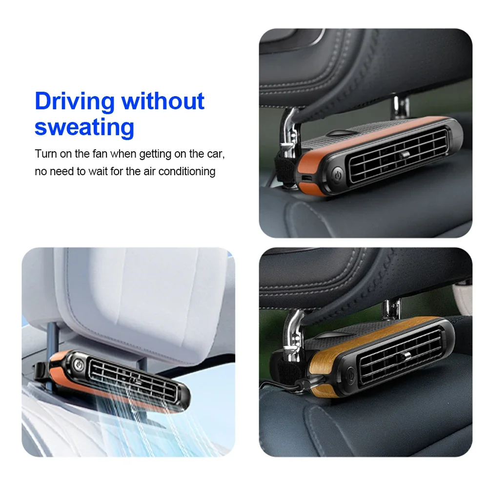 Car Headrest Cooling Fan Electric 3-Speed Adjustable Front Seat Mini Fan Rv Interior Rapid Cooling Tool Car Interior Accessories