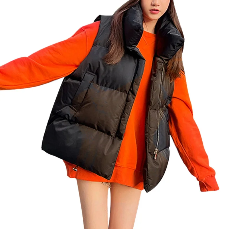 Women\'s Cropped Puffer Vest Winter Lightweight Sleeveless Warm Outerwear Vests Padded Gilet