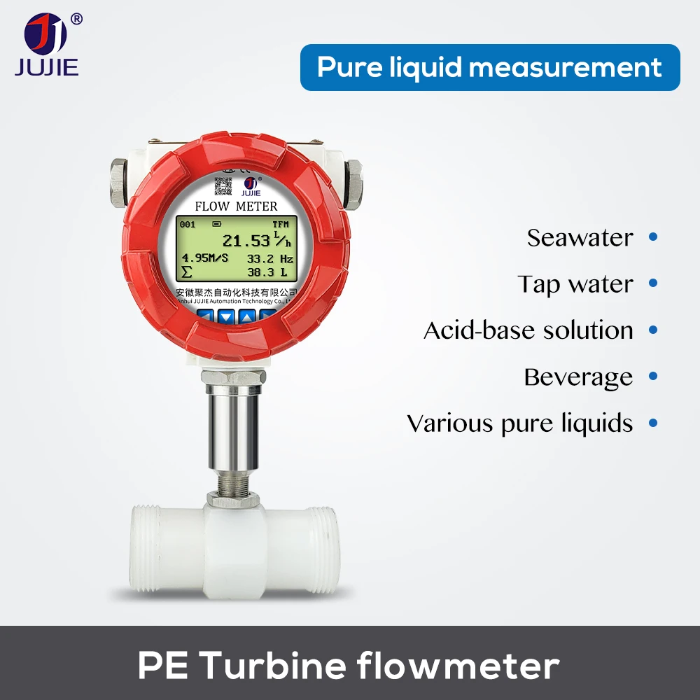 Anti-corrosion Turbine Flowmeter Acid and Alkali Resistant Liquid Water Flow Sensor Sulfuric Acid DN15 25 50