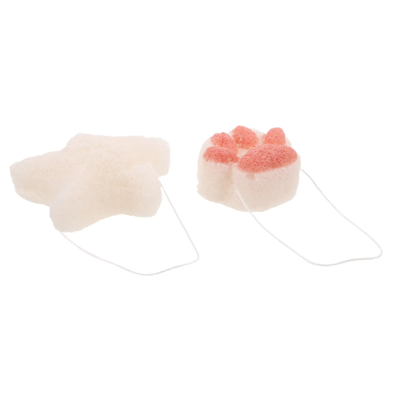 2Pcs Konjac Fiber Bath Sponge Set Adorable Sea Shapes Soft Non Irritating for Infants Facial Cleansing