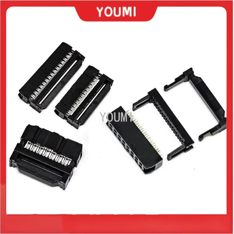 10set FC-6P FC-8P FC-10P FC-14P FC-16P To FC-40P IDC Socket 2x5 Pin Dual Row Pitch 2.54mm IDC Connector 10-pin Cable Socket