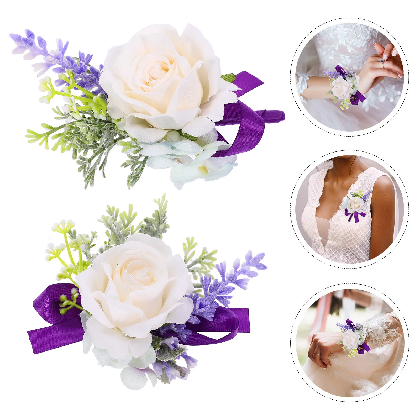

Набор из 1 шт.: Искусственные цветочные корсажи на запястье и бутоньерки для невесты, подружек невесты, жениха, шафера, отца