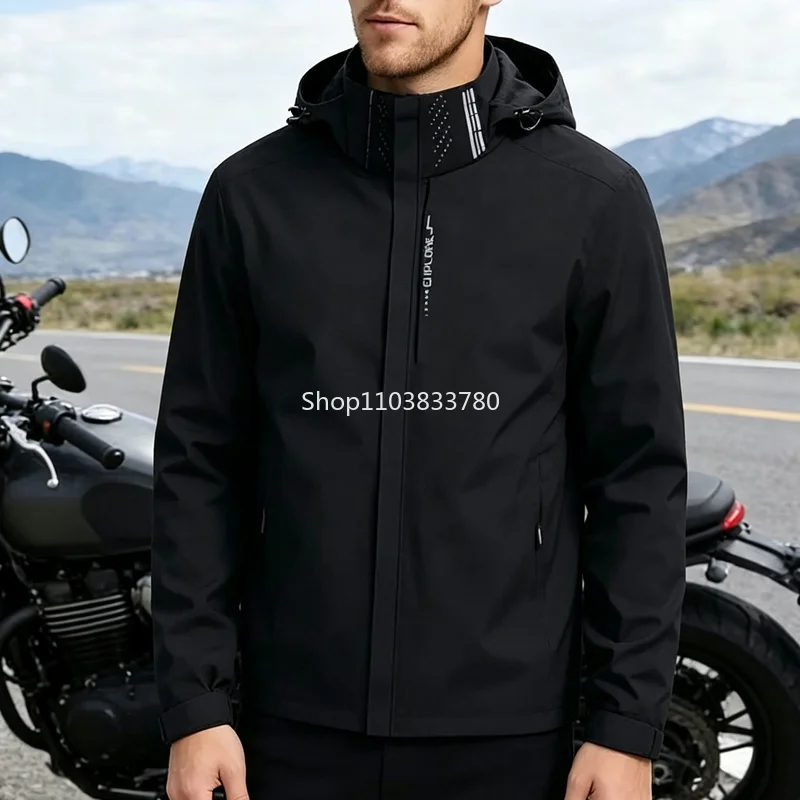 Men's Windproof Jacket Outer Hooded Outdoor Male Coat Hiking Windbreaker Jacket Climbing Outdoor Mens Jackets Oversize 4XL 5XL