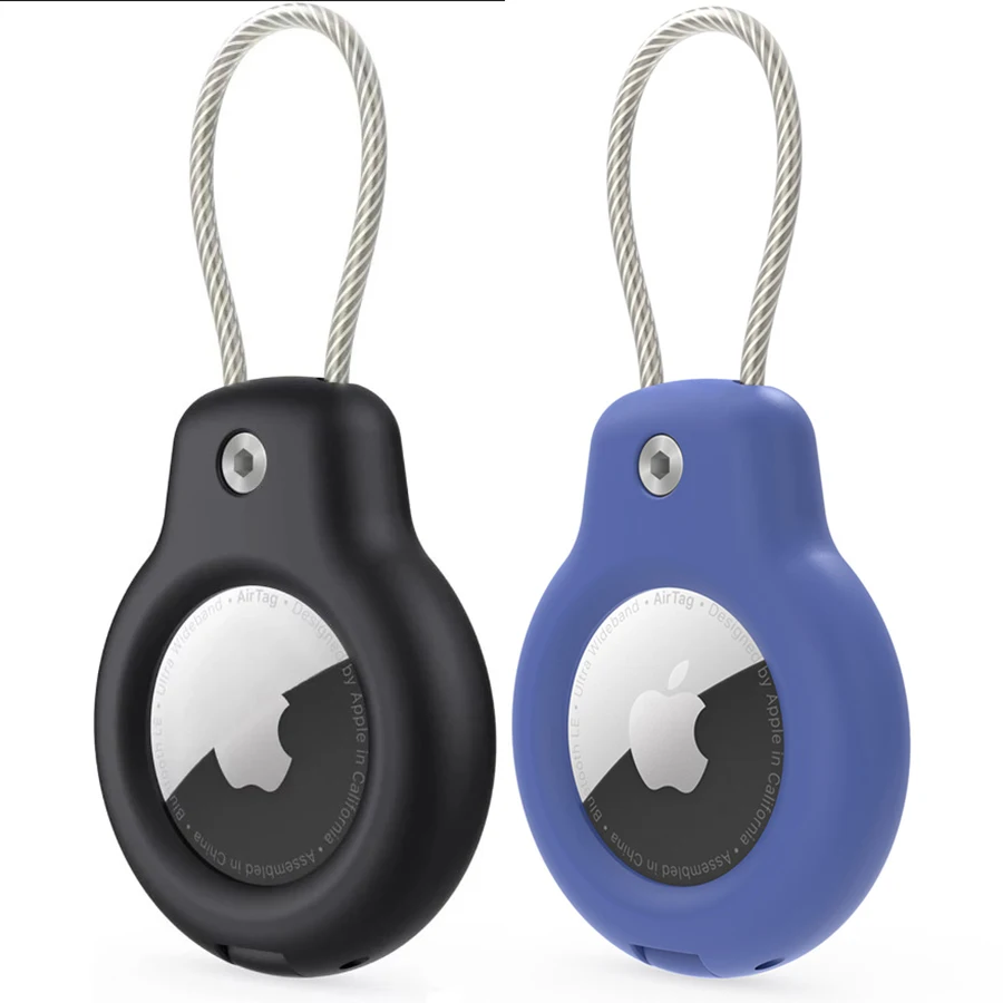 Voor Apple Airtag Case Hard Plastics Houder Anti-Verlies Sleutelhanger Met Stalen Kabel Voor Huisdieren Kraag Rugzak Bagagelabel GPS Tracking