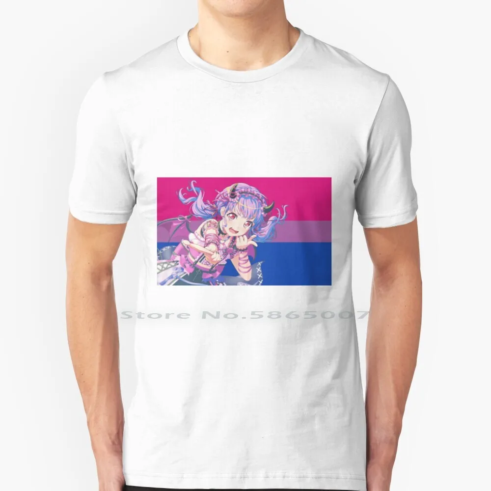 Ako Udagawa Bisexual Pride T Shirt 100% Cotton Ako Udagawa Bandori Bang Dream Girls Band Party Roselia Big Size 6xl Tee Gift