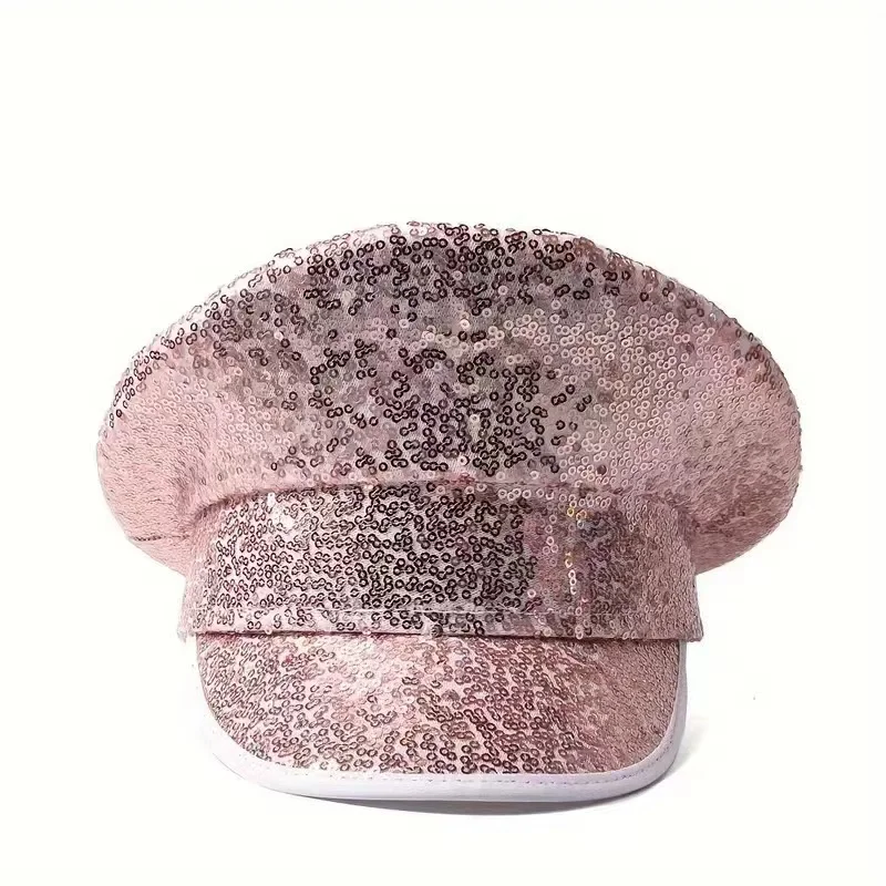 HongLuan Sequin Steampunk Captain Hat Rhinestone for Burningman Festival Woman, Vintage Military Accessories & Military Cap Man