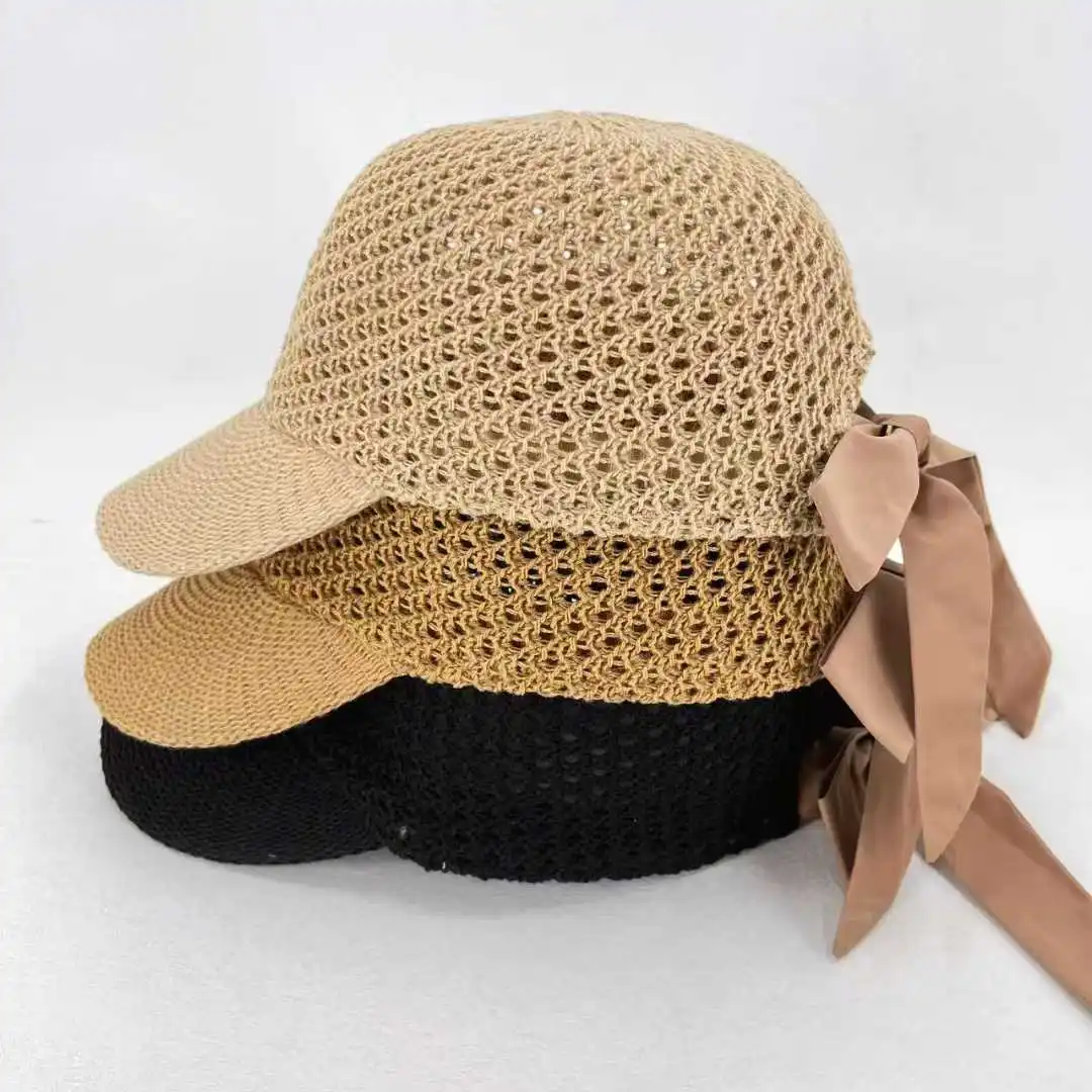 

Women's Fashion Outdoor Sunscreen Sun-shading Baseball Cap Ponytail Duck Tongue Hat Breathable Rebound Cap Bow Tie