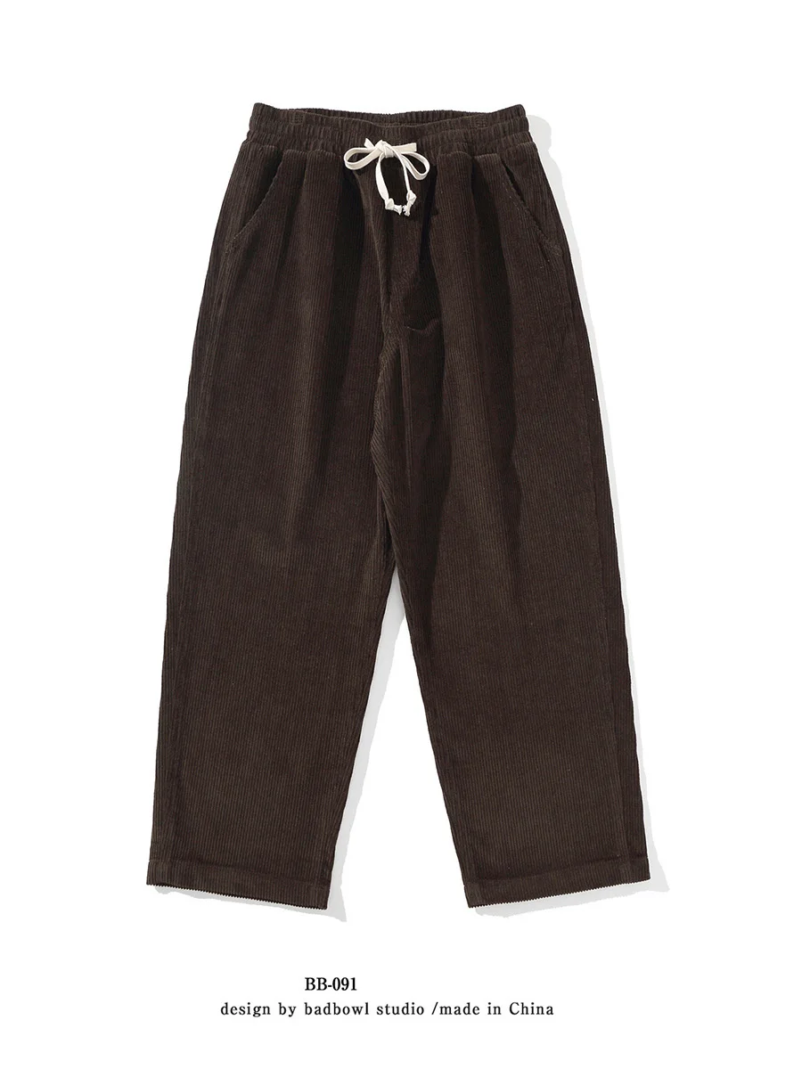 

Heavyweight Heavy Washed Lace-Up Overalls Casual Pants Ami Khaki Retro Loose Versatile Corduroy Trousers