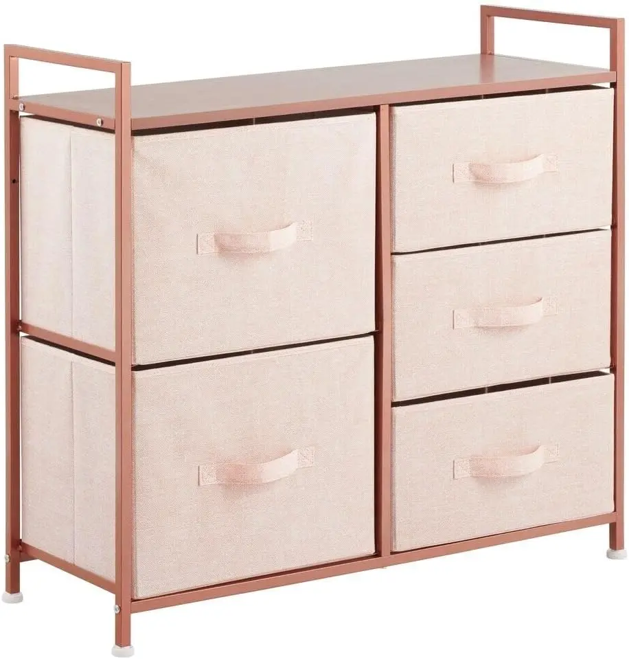 

5 removable fabric drawers - bedroom, living room, closet high wardrobe organizer light pink/rose gold bedroom furniture