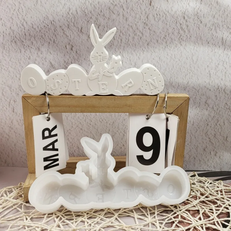 Letter Ostern Silicone Ornaments Mold Easter Rabbit Casting Mold Bunny Spring Decor Easter English Alphabet Plaster Glue Molds