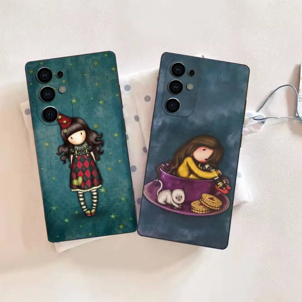 L-Santoro London K-Gorjuss cute girl  Phone Case For Samsung S26,25,24,21,22,21,20,10,9,8,7,6,5,Ultra,Plus,Fe,Lite Black Shell