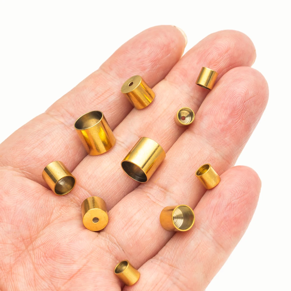 20pcs Stainless Steel Cylinder Leather Cord Clasp Crimp Tip End Cap For DIY Necklace Bracelet Connectors Jewelry Making Supplies image 4