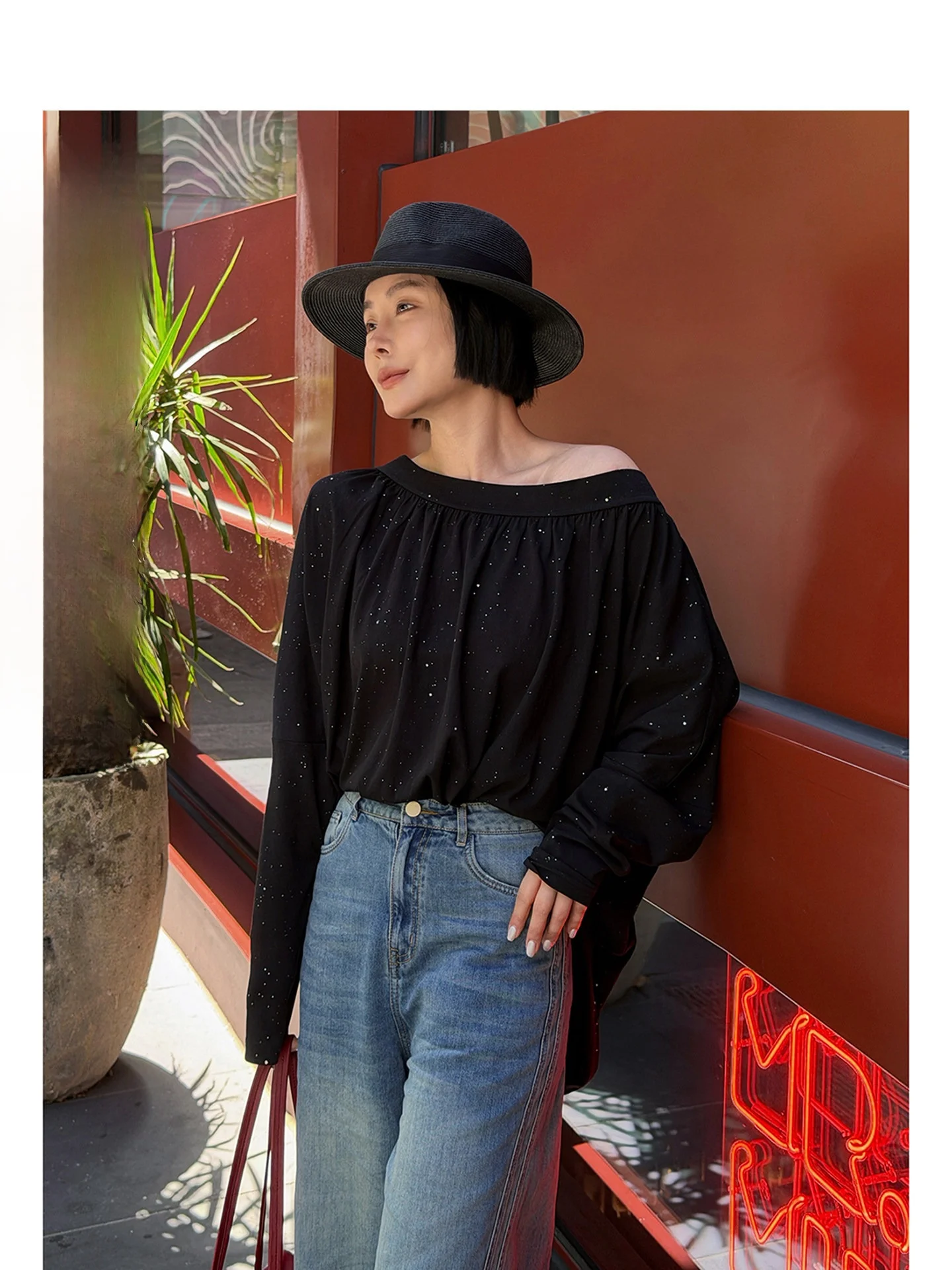 

Loose Comfortable Long Sve T-irt Spring Summer Casual Sle Tee Collar pes Breathable Cotton Women's Overhead irt