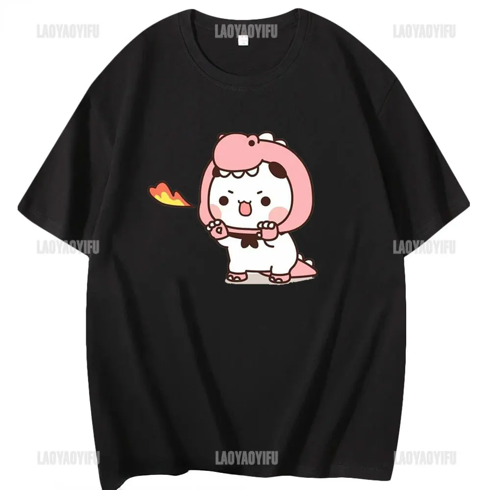 Kawaii bubu dudu camiseta para menina dos desenhos animados panda urso t roupas femininas dos homens verão casual tshirt thirt camisa femme algodão topos