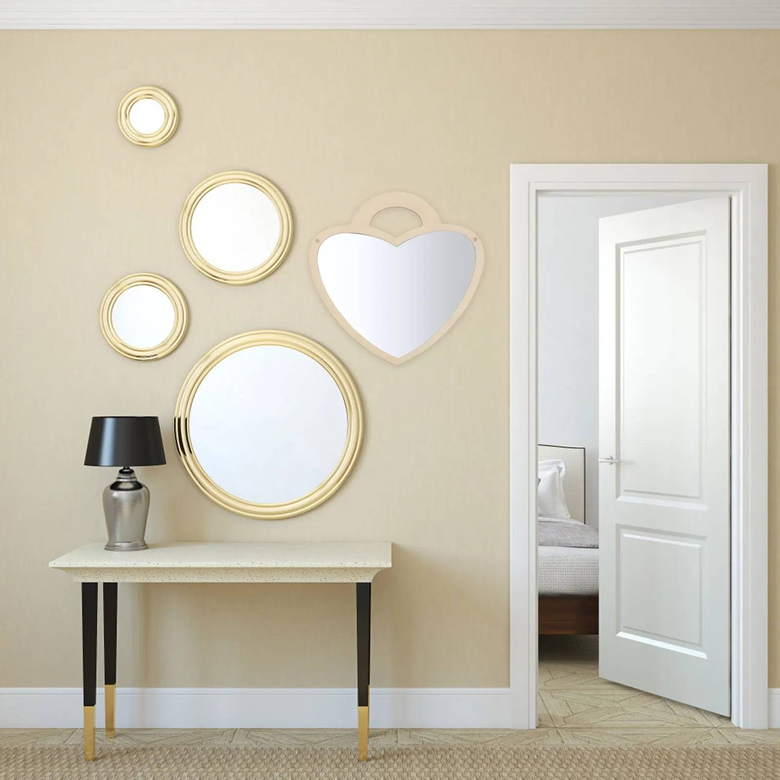 

1Pcs Rabbit Acrylic Mirror Decorative Wall Sticker Heart Shape Easy Install Room Wall Hanging Mirror Ornament