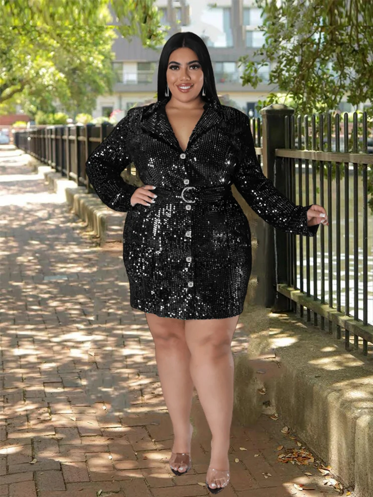 Vestido de Lantejoula Blazer feminino, vestidos luxuosos e elegantes femininos, roupas de Natal, plus size, baile, festa, atacado, Dropshipping