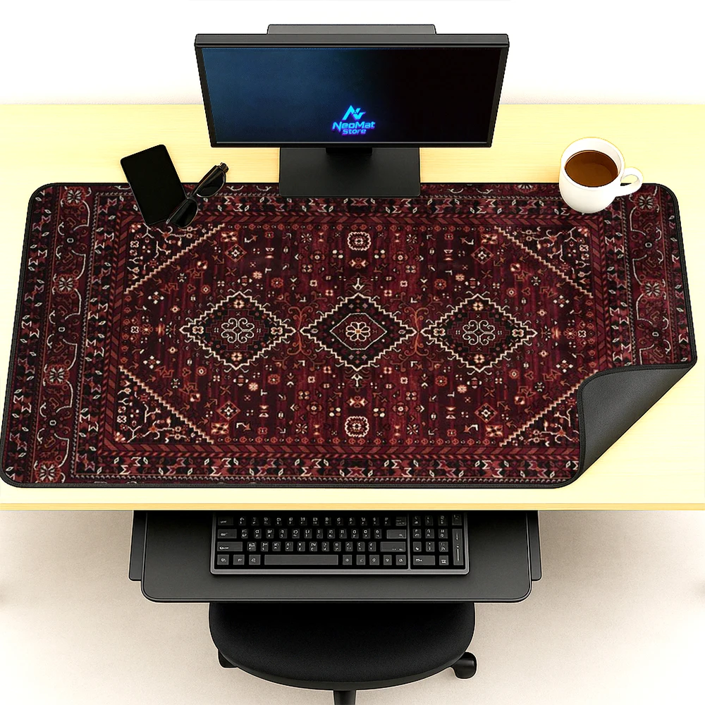 Ethnic Geometric Mouse Pad Pc Desk Mat 160x60 5mm Thick Nonslip Gaming Traditional Pattern Large Mousepad Accessories Full Desk