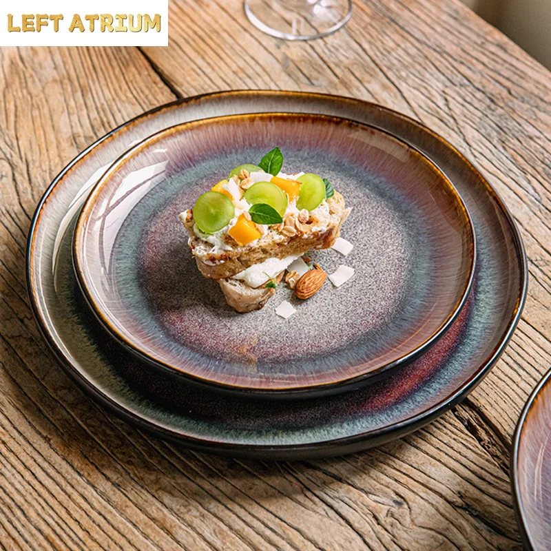 Flame-Killed Irregular Ceramic Plate Restaurant Salad Bowl Dessert Bowl Pasta Plate Steak Plate Molecular Cuisine Tableware