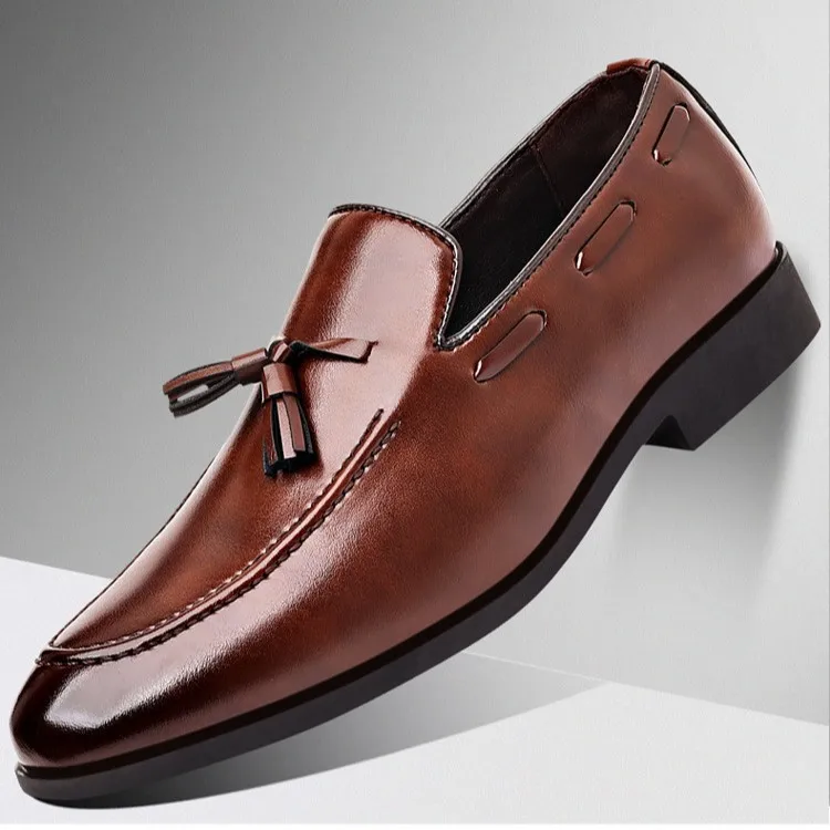 

2026 New Large Size Men's Leather Shoes Business Formal Casual Wedding Knot Shoes round Toe Flat Heel Rubber Outsole