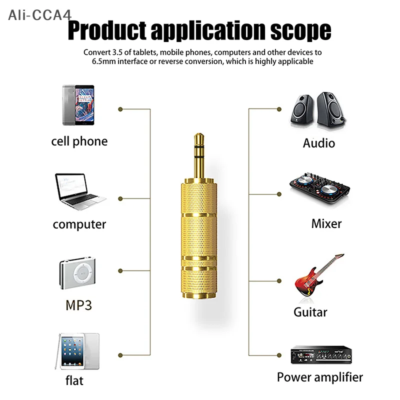 2 قطعة/المجموعة محول الصوت 6.5 مللي متر إلى 3.5 مللي متر ميكروفون محول 3.5 مللي متر إلى 6.5 مللي متر ل مضخم ضوت سماعات الأذن محول الصوت