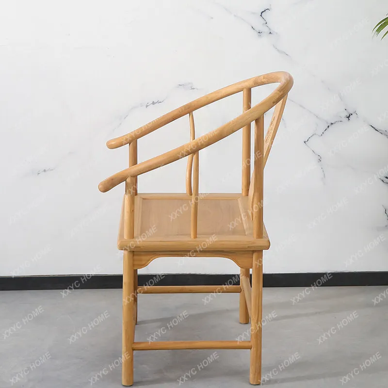 Antique Style Simple Tea Room Tea House Living Room Tea Table Low Round Chair Natural Wood Plain Color 57*45*83cm