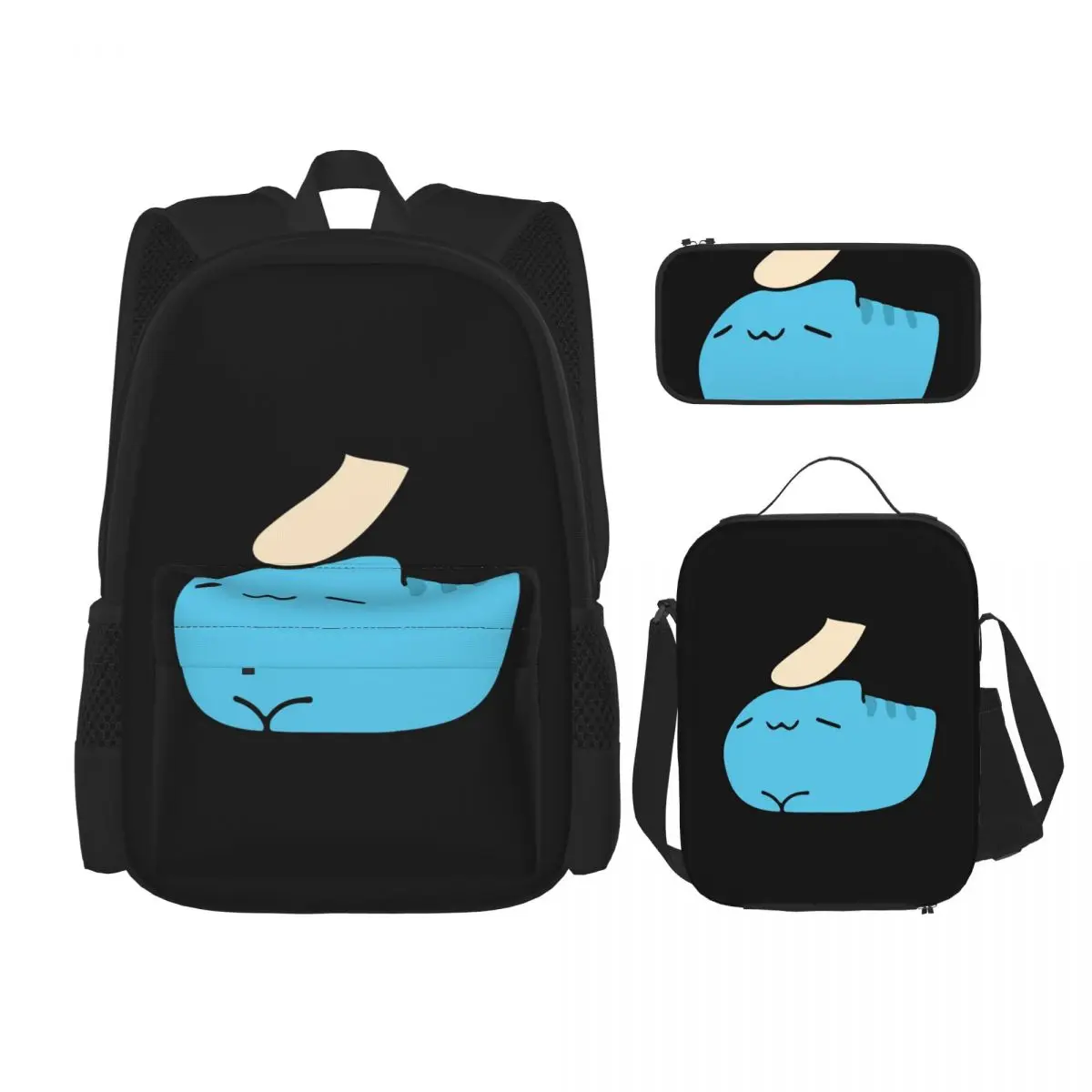 

Comic Cat Bugcat Capoo Bug Cat Backpacks Kids Bookbag School Bags Rucksack Lunch Bag Pen Bag Three-Piece Set