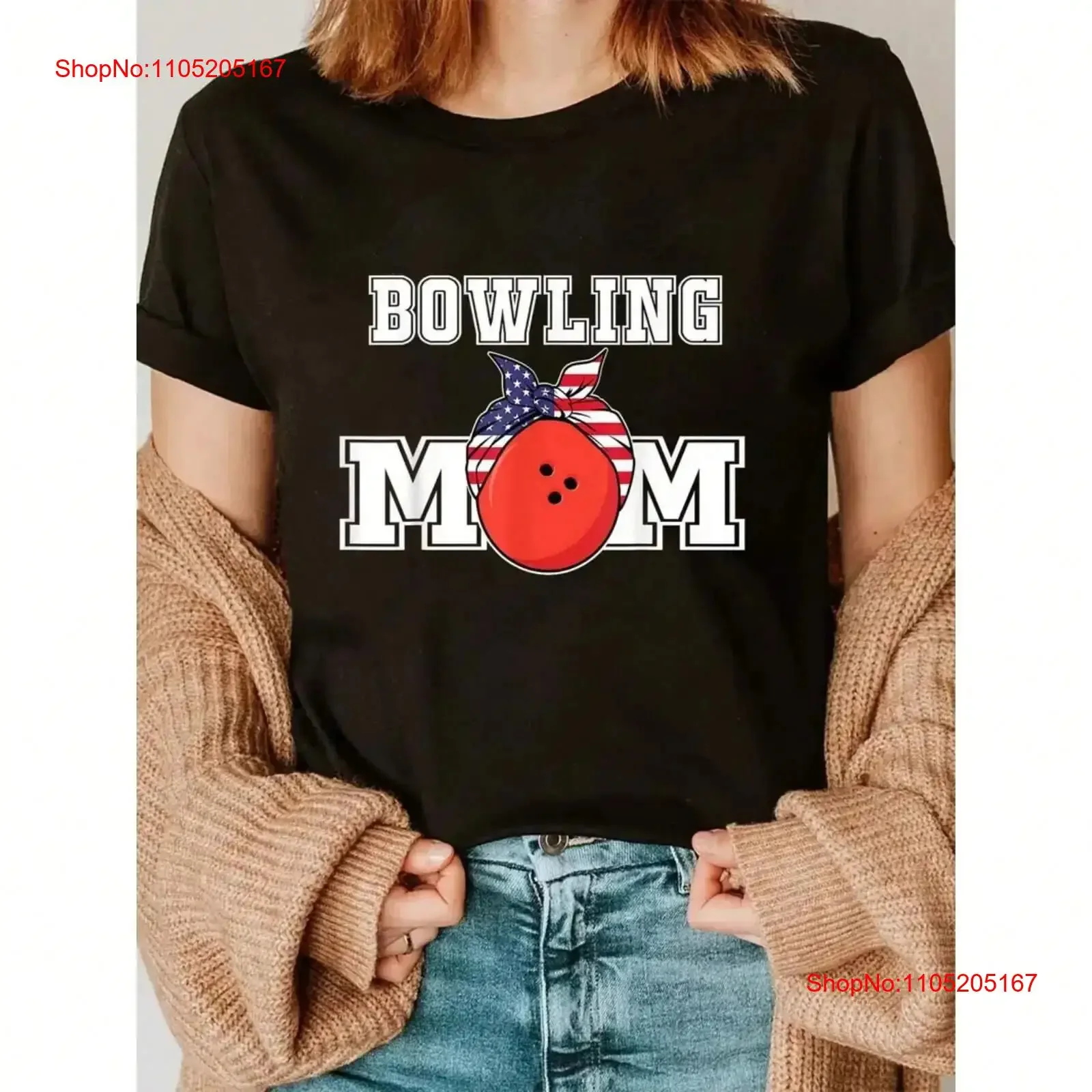

Женская футболка для мамы в боулинг с круглым вырезом, повседневная, подходит для всех сезонов, винтажный стираный топ для повседневной носки, уличная одежда слегка