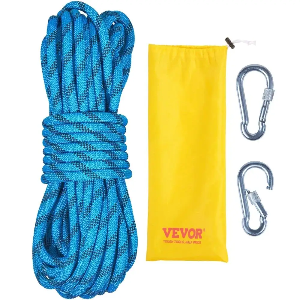 

Static Climbing Rope 32ft 26KN Breaking Tension 0.4''/10mm High Strength Outdoor Rock Climbing Escape Rope with 2 Carabiners
