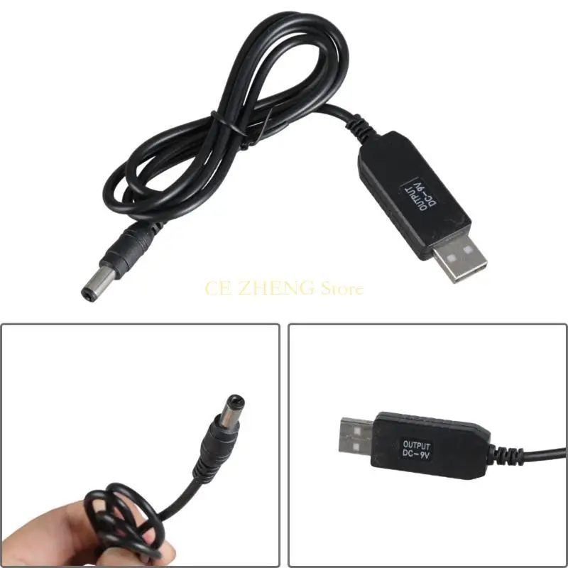 E56B USB 수컷에서 DC5.5x2.1mm 9V 전원 공급 장치 케이블 전압 USB 팬을위한 컨버터 및 스텝 업 모듈이있는 조명을위한 스텝 업.