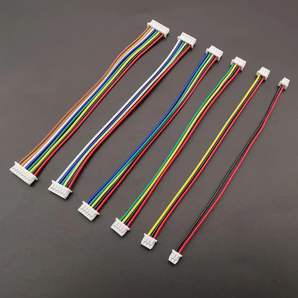 10Pcs Mini JST 1.25mm Pitch MX 1.25 2/3/4/5/6/8 Pin Female to Female Connector with 28AWG PVC Cables Wire 10/15/20/30CM